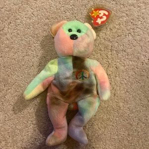 Peace bear beanie baby